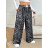 image:imageRoseSeek Womens Letter Leopard Print Straight Leg Pants Elastic Waist Y2K Trousers Bottoms with PocketsDeep Grey
