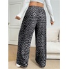 image:imageRoseSeek Womens Letter Leopard Print Straight Leg Pants Elastic Waist Y2K Trousers Bottoms with PocketsDeep Grey