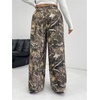 image:imageRoseSeek Womens Letter Leopard Print Straight Leg Pants Elastic Waist Y2K Trousers Bottoms with PocketsGreen