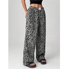 image:imageRoseSeek Womens Letter Leopard Print Straight Leg Pants Elastic Waist Y2K Trousers Bottoms with PocketsGrey