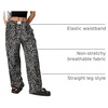 image:imageRoseSeek Womens Letter Leopard Print Straight Leg Pants Elastic Waist Y2K Trousers Bottoms with PocketsGrey
