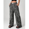 image:imageRoseSeek Womens Letter Leopard Print Straight Leg Pants Elastic Waist Y2K Trousers Bottoms with PocketsGrey