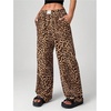 image:imageRoseSeek Womens Letter Leopard Print Straight Leg Pants Elastic Waist Y2K Trousers Bottoms with PocketsKhaki