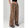 image:imageRoseSeek Womens Letter Leopard Print Straight Leg Pants Elastic Waist Y2K Trousers Bottoms with PocketsKhaki