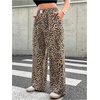 image:imageRoseSeek Womens Letter Leopard Print Straight Leg Pants Elastic Waist Y2K Trousers Bottoms with PocketsLight Brown
