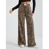 image:imageRoseSeek Womens Letter Leopard Print Straight Leg Pants Elastic Waist Y2K Trousers Bottoms with PocketsMix Brown