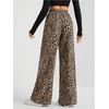 image:imageRoseSeek Womens Letter Leopard Print Straight Leg Pants Elastic Waist Y2K Trousers Bottoms with PocketsMix Brown