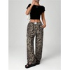 image:imageRoseSeek Womens Letter Leopard Print Straight Leg Pants Elastic Waist Y2K Trousers Bottoms with PocketsMulticolor