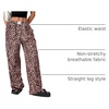 image:imageRoseSeek Womens Letter Leopard Print Straight Leg Pants Elastic Waist Y2K Trousers Bottoms with PocketsPink