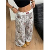 image:imageRoseSeek Womens Letter Leopard Print Straight Leg Pants Elastic Waist Y2K Trousers Bottoms with PocketsWhite