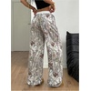 image:imageRoseSeek Womens Letter Leopard Print Straight Leg Pants Elastic Waist Y2K Trousers Bottoms with PocketsWhite