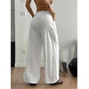 image:imageRoseSeek Womens Linen Beach Pants Drawstring Elastic Wide Leg Palazzo Pants Bottom Swimsuit Coverups White Small