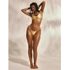 image:imageRoseSeek Womens Metallic Bikini Top Triangle String Tie Back Halter Swim Rave Tops Vacation BeachwearGold