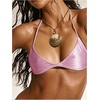 image:imageRoseSeek Womens Metallic Bikini Top Triangle String Tie Back Halter Swim Rave Tops Vacation BeachwearPink