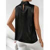 image:imageRoseSeek Womens Metallic Mock Neck Halter Tank Top Sleeveless Party Going Out Tops Summer Elegant OutfitsBlack