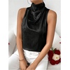 image:imageRoseSeek Womens Metallic Mock Neck Halter Tank Top Sleeveless Party Going Out Tops Summer Elegant OutfitsBlack