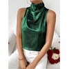 image:imageRoseSeek Womens Metallic Mock Neck Halter Tank Top Sleeveless Party Going Out Tops Summer Elegant OutfitsDark Green