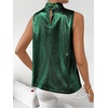 image:imageRoseSeek Womens Metallic Mock Neck Halter Tank Top Sleeveless Party Going Out Tops Summer Elegant OutfitsDark Green