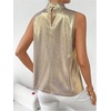 image:imageRoseSeek Womens Metallic Mock Neck Halter Tank Top Sleeveless Party Going Out Tops Summer Elegant OutfitsGold