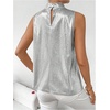 image:imageRoseSeek Womens Metallic Mock Neck Halter Tank Top Sleeveless Party Going Out Tops Summer Elegant OutfitsSilver
