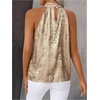 image:imageRoseSeek Womens Metallic Sleeveless Halter Tops Pleated Elegant Tank Top Casual Summer Work ShirtsGold