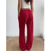 image:imageRoseSeek Womens Number Embroidery Sweatpants Wide Leg Pants Athletic Pants Casual Sports TrousersBurgundy