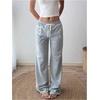 image:imageRoseSeek Womens Number Embroidery Sweatpants Wide Leg Pants Athletic Pants Casual Sports TrousersGrey