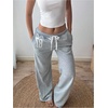 image:imageRoseSeek Womens Number Embroidery Sweatpants Wide Leg Pants Athletic Pants Casual Sports TrousersGrey