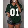 image:imageRoseSeek Womens Number Graphic Mesh Oversized Jersey Shirts Y2K Half Sleeve V Neck Athletic ShirtsMulticolor