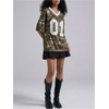 image:imageRoseSeek Womens Number Print Mesh Oversized Jersey Shirts Striped Trim Half Sleeve Baggy Camo Graphic TeesCamo Multicolor