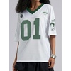 image:imageRoseSeek Womens Number Print Mesh Oversized Jersey Shirts Striped Trim Half Sleeve Baggy Camo Graphic TeesDark Green