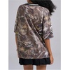 image:imageRoseSeek Womens Number Print Mesh Oversized Jersey Shirts Striped Trim Half Sleeve Baggy Camo Graphic TeesMulticolor