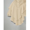 image:imageRoseSeek Womens Off Shoulder Corset Dress Ruffle Hem Lace Up Mini Dress Gothic Lolita OutfitsBeige