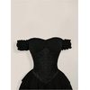 image:imageRoseSeek Womens Off Shoulder Corset Dress Ruffle Hem Lace Up Mini Dress Gothic Lolita OutfitsBlack