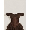 image:imageRoseSeek Womens Off Shoulder Corset Dress Ruffle Hem Lace Up Mini Dress Gothic Lolita OutfitsBrown