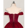 image:imageRoseSeek Womens Off Shoulder Corset Dress Ruffle Hem Lace Up Mini Dress Gothic Lolita OutfitsBurgundy