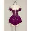 image:imageRoseSeek Womens Off Shoulder Corset Dress Ruffle Hem Lace Up Mini Dress Gothic Lolita OutfitsPurple