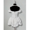 image:imageRoseSeek Womens Off Shoulder Corset Dress Ruffle Hem Lace Up Mini Dress Gothic Lolita OutfitsWhite