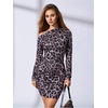 image:imageRoseSeek Womens Off Shoulder Ombre Tie Dye Bodycon Dress Long Sleeve Slim Fit Pencil Mini DressesBrown Pattern