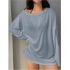 image:imageRoseSeek Womens Off Shoulder Swimsuit Sheer Mesh Coverup See Through Long Sleeve Bathing Suit Cover Up BeachwearLight Blue