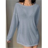 image:imageRoseSeek Womens Off Shoulder Swimsuit Sheer Mesh Coverup See Through Long Sleeve Bathing Suit Cover Up BeachwearLight Blue