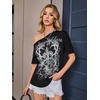 image:imageRoseSeek Womens Off The Shoulder Tops Gothic Graphic Tee Y2k Grunge Outfits Vintage Summer Going Out TopsBlack