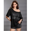 image:imageRoseSeek Womens Off The Shoulder Tops Gothic Graphic Tee Y2k Grunge Outfits Vintage Summer Going Out TopsDeep Black