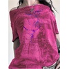 image:imageRoseSeek Womens Off The Shoulder Tops Gothic Graphic Tee Y2k Grunge Outfits Vintage Summer Going Out TopsHot Pink
