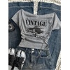 image:imageRoseSeek Womens Off The Shoulder Y2K Letter Graphic Tees Vintage T Shirts  Short Sleeve Fitted Retro Tops Summer Going Out Tops For Women Trendy Tops  Car Print TeeLight Grey