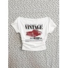 image:imageRoseSeek Womens Off The Shoulder Y2K Letter Graphic Tees Vintage T Shirts  Short Sleeve Fitted Retro Tops Summer Going Out Tops For Women Trendy Tops  Car Print TeeWhite Red
