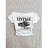 image:imageRoseSeek Womens Off The Shoulder Y2K Letter Graphic Tees Vintage T Shirts  Short Sleeve Fitted Retro Tops Summer Going Out Tops For Women Trendy Tops  Car Print TeeWhite Black