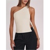 image:imageRoseSeek Womens One Shoulder Cut Out Tank Top Elegant Asymmetrical Knot Sleeveless Tops Going Out OutfitsApricot
