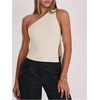 image:imageRoseSeek Womens One Shoulder Cut Out Tank Top Elegant Asymmetrical Knot Sleeveless Tops Going Out OutfitsApricot