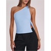 image:imageRoseSeek Womens One Shoulder Cut Out Tank Top Elegant Asymmetrical Knot Sleeveless Tops Going Out OutfitsLight Blue